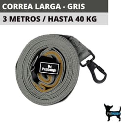 Correa Larga Perros - Reforzada - 3 Metros - Gris - Perro
