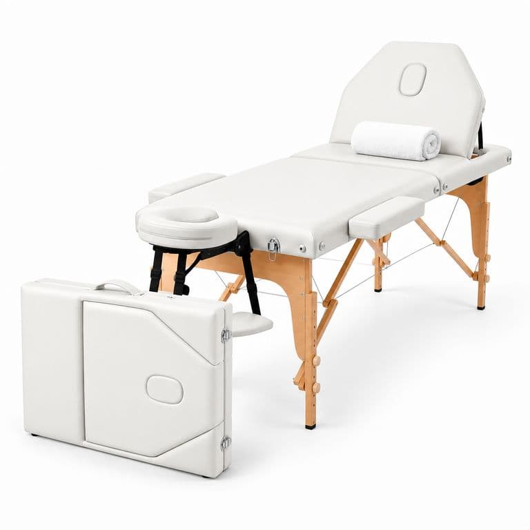 Camilla Masaje Plegable Spa Fisioterapia 3 Cuerpos Blanco