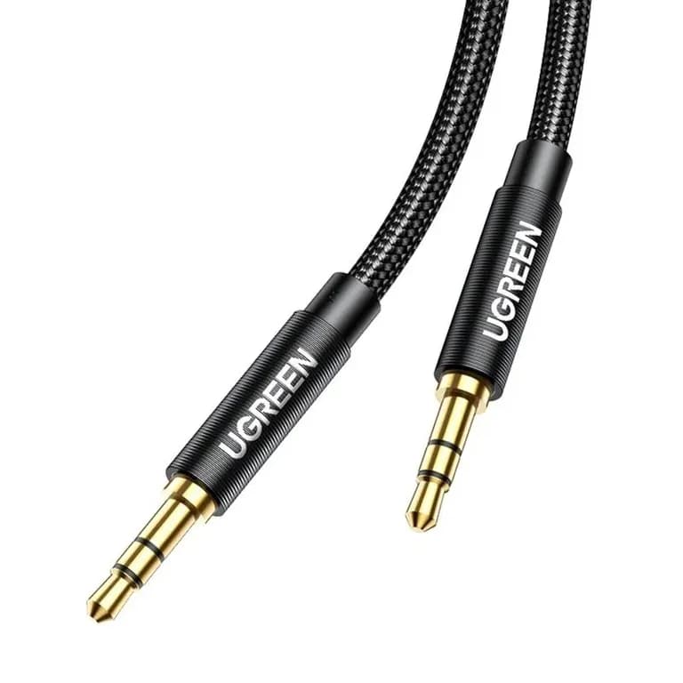Cable Audio Auxiliar JACK 35MM MM TRENZADO 1M NEGRO