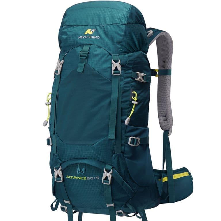 Mochila Senderismo 65L Montanismo Impermeable Verde Menta