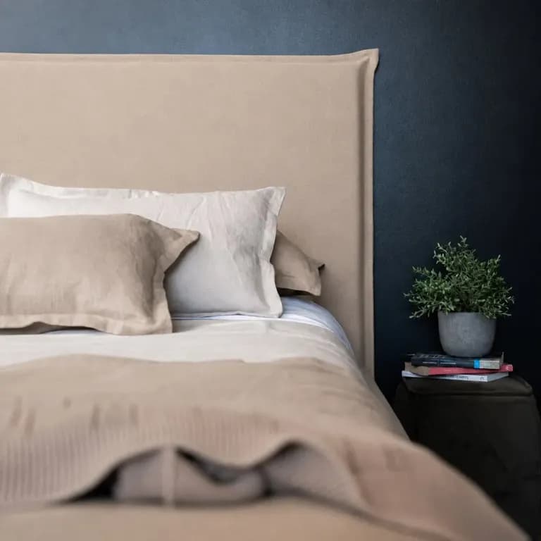 RESPALDO DE CAMA LAVABLE CON FUNDA PESTANA - SUPER KING - LINO BAHIA BEIGE