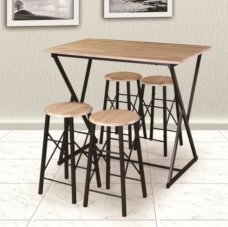 Mesa Bar con 4 Taburetes