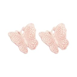 Combo X2 Figura Mariposa Ceramica Rosado 6 CM