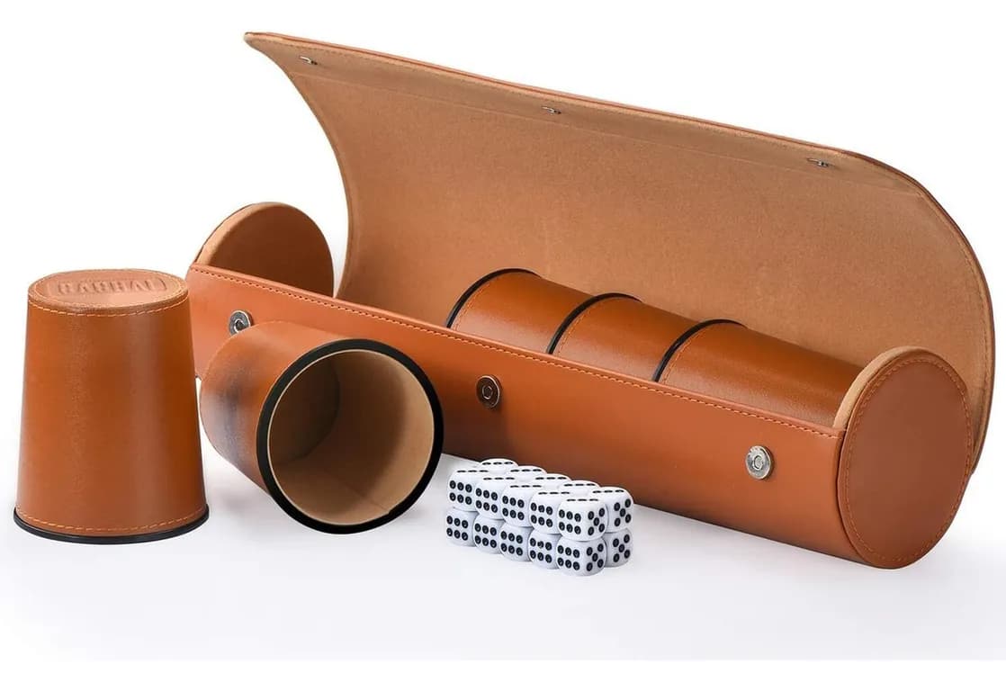 Juego De 5 Cachos Cuero Pu Dados Cachai Set De Mesa Familiar