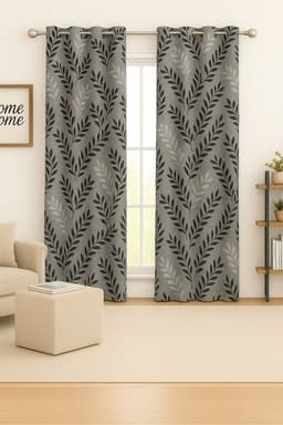 Pack 2 Cortina de Tela Delgada 100% Blackout Hoja Gris 225x140 cm