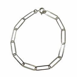 Pulsera Eslabon Alargado 16x4mm Plata Fina 925 Plateado TALLA UNICA