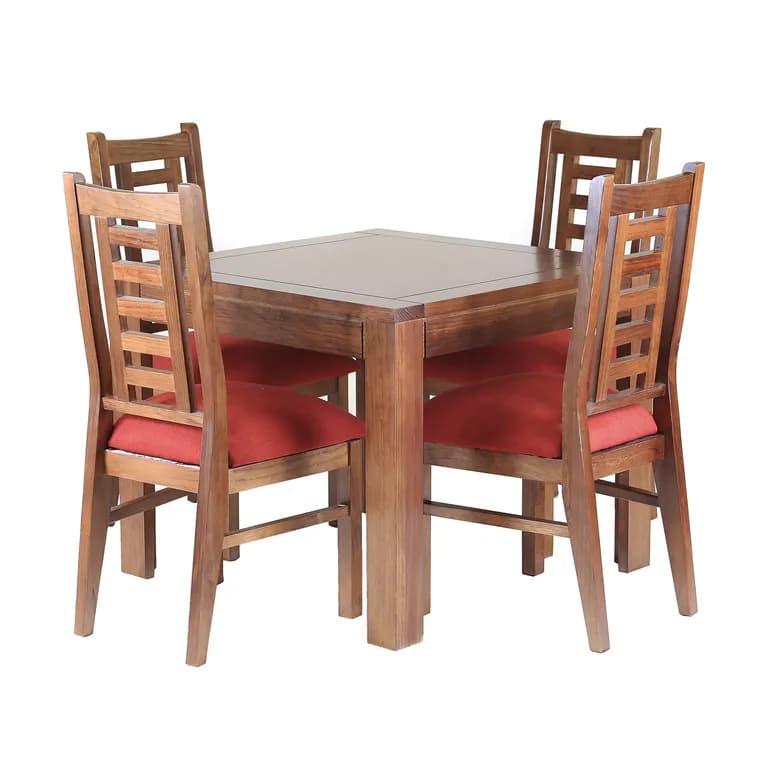 Comedor Nacional Rayenco 4 Sillas Color Nogal Tapiz Terracota