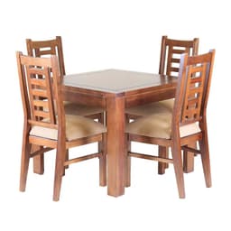 Comedor Nacional Rayenco 4 Sillas Color Nogal Tapiz Canela