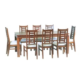 Comedor Nacional Leyda 8 sillas Color Nogal Tapiz Crudo