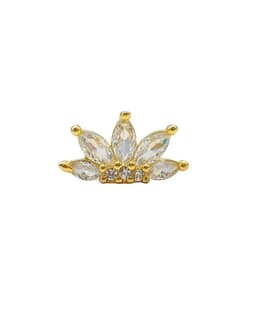 Aros Corona Piercing Helix Flat Plata 925 Chapada En Oro 18k Dorado TALLA UNICA