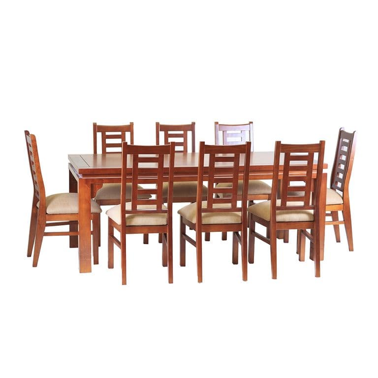 Comedor Nacional Leyda 8 sillas Color Rauli Tapiz Canela