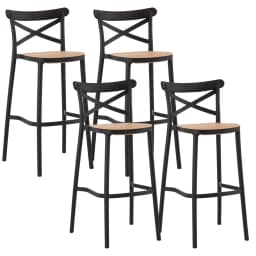 Pack 4 Taburetes Bar Valentino Negro 65 cm - Apilable- Exterior Negro VALENTINO65NEGROX4
