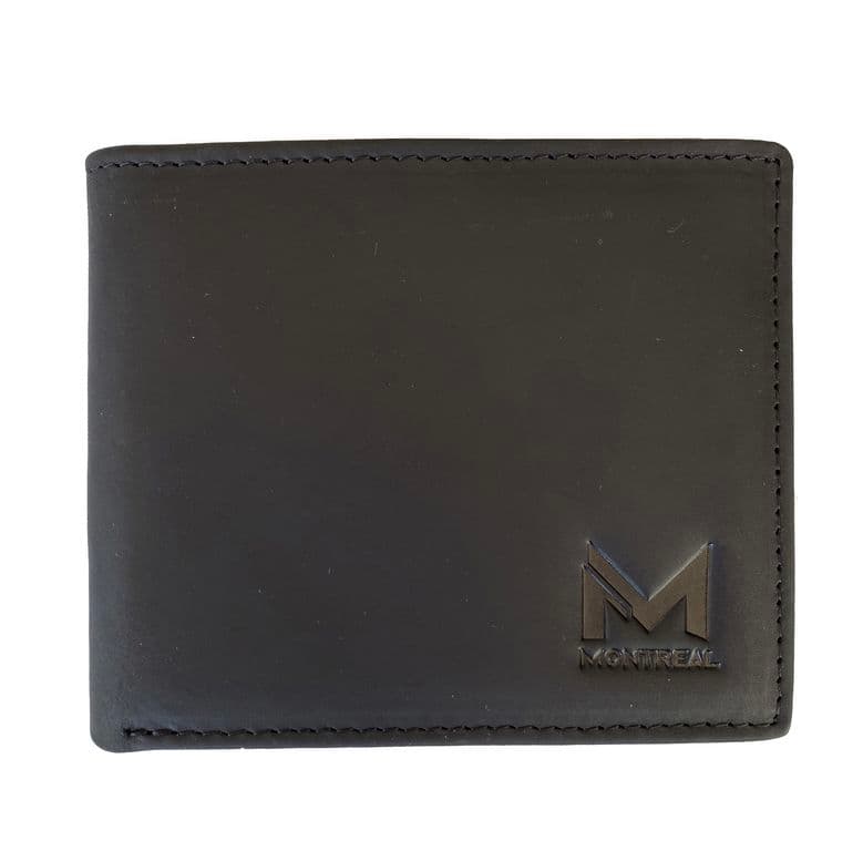 Billetera hombre cuero genuino proteccion RFID con caja Negro TALLA UNICA
