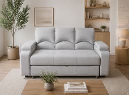 SOFA CAMA FUNCIONAL 2 PZ DECO LINO IMPERMEABLE GRIS CLARO