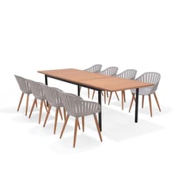 Juego De Terraza Extensible Madera 267x90cm Cannes con 8 Sillas