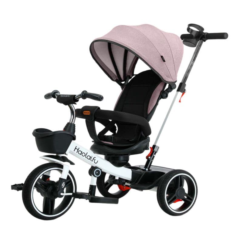 Triciclo 4 en 1 Plegable Reclinable 360 Rosado