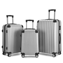 Set de 3 Maletas de Viaje Equipaje Resistente con Cerradura Plateado TALLA UNICA
