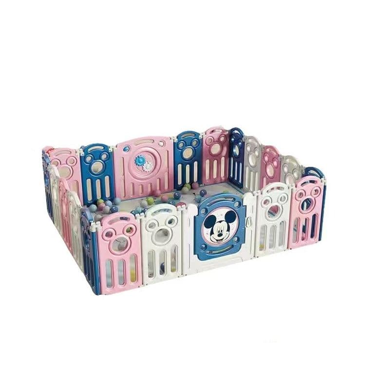 Corral Bebe Plegable 1.5x1.8m Alfombra Rosado
