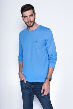 Polera Basica Ml Azul Azul S