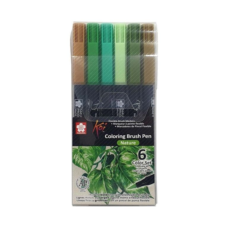 Set Plumones Acuarelables Koi 6 Colores Naturaleza