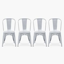 Pack 4 Sillas Tolix Asiento Metal Metal Form Plateado