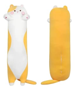 Peluche Almohada Alargado De Gato Kawaii Gato Abrazable - Amarillo