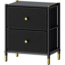 Velador Cajonera 2 Cajones Metal Madera Eco Cuero