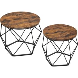 Set 2 Mesas Centro Helsinki Base Hexagonal Estilo Industrial