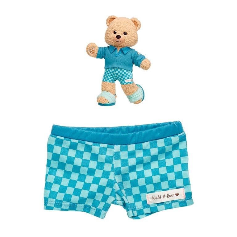 Short cuadrille azul para peluche