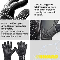 Guantes de Arquero Portero Futbol 4Ward - Negro - XS - Negro - S