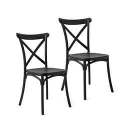 Pack 2 Sillas Comedor Terraza Exterior Polipropileno Apilables Resistentes Crossback Negras Negro