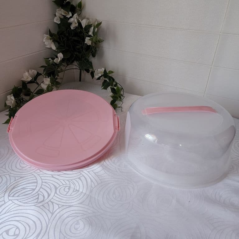 Porta Pasteles Portatil con Manilla + Tapa 32cm - Rosado