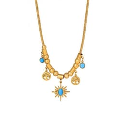 Collar Bano Oro 18k Arbol Vida Crisocola Dorado TALLA UNICA