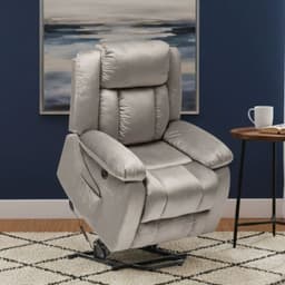 Berger Reclinable Electrico Lift Masaje Calentador Livorno Gris Claro