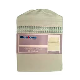 Sabanas illusion bordada KING Micro fibra Verde