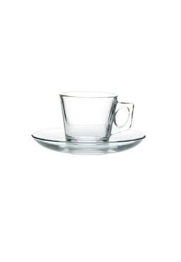 Set De 6 Taza Cafe Vidrio Lisa 80 Ml. Mod. Vela
