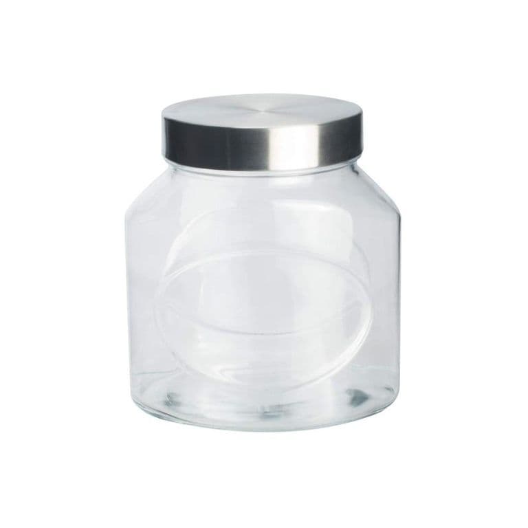 Set De 2 Frascos Vidrio Con Tapa Acero 1500 Cc Linea Elips