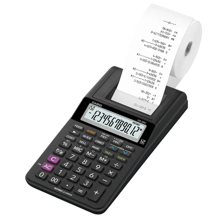 Calculadora Sumadora con Impresion color Negro