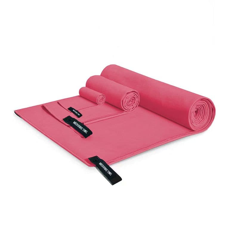 Set de Toallas 3 piezas. Microfibra para Deporte, Bano, Playa Rosado