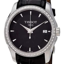 Reloj Couturier Cuarzo Esfera Negra Diamantes Plateado TALLA UNICA
