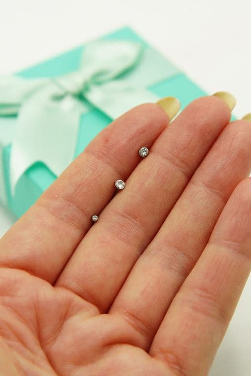 Pack 3 Piercing Nostril S Y L Zirconia Titanio Astm F136 20g Plateado TALLA UNICA