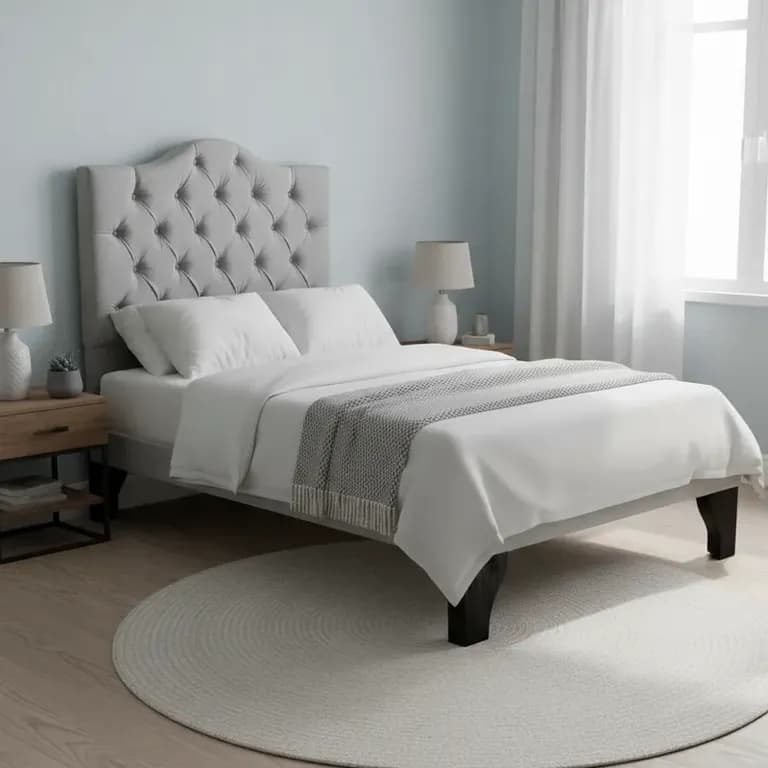 Cama 1 Plaza Ovalada Incluye Base y Respaldo Perla