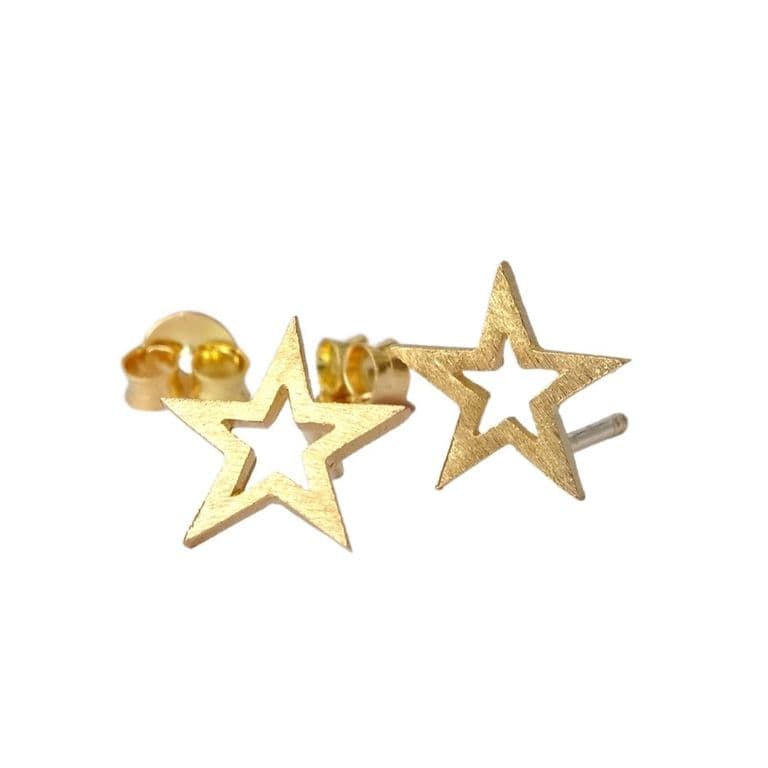 Aritos Bano de Oro Estrellas Abiertas Dorado TALLA UNICA