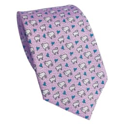 Corbata hombre de Seda, Diseno Chileno de Ovejitas, 7 cm Ancho Rosa TALLA UNICA