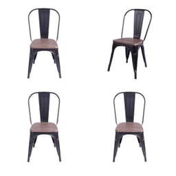 Pack x 4 silla tolix Negra con asiento de madera