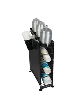 ORGANIZADOR VASOS 3 NIVELES SOBREMESA CON PANELES Y PORTA TAPAS