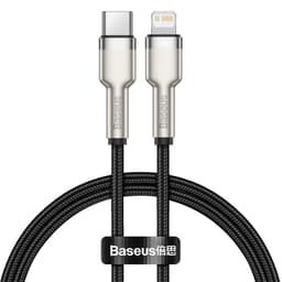 Cable Carga Rapida Metalico Tipo-C a Lightning 25 cm 20W Negro