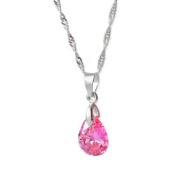 Cadena De Plata Singapur con Gota Rosa TALLA UNICA