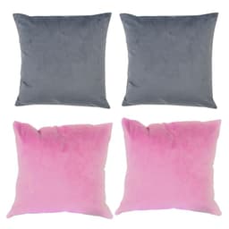 Set 4 Cojines combinados 40X40 Felpa velvet gris y palo rosa