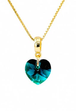 Collar Romance Gold 24K creado con cristales de Swarovski Emerald Verde TALLA UNICA